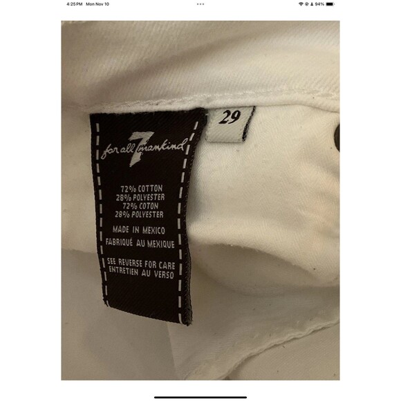 7 For All Mankind Women's Size 29 Jeans White Denim Cotton Stretch Roxanne Fit - Picture 4 of 8